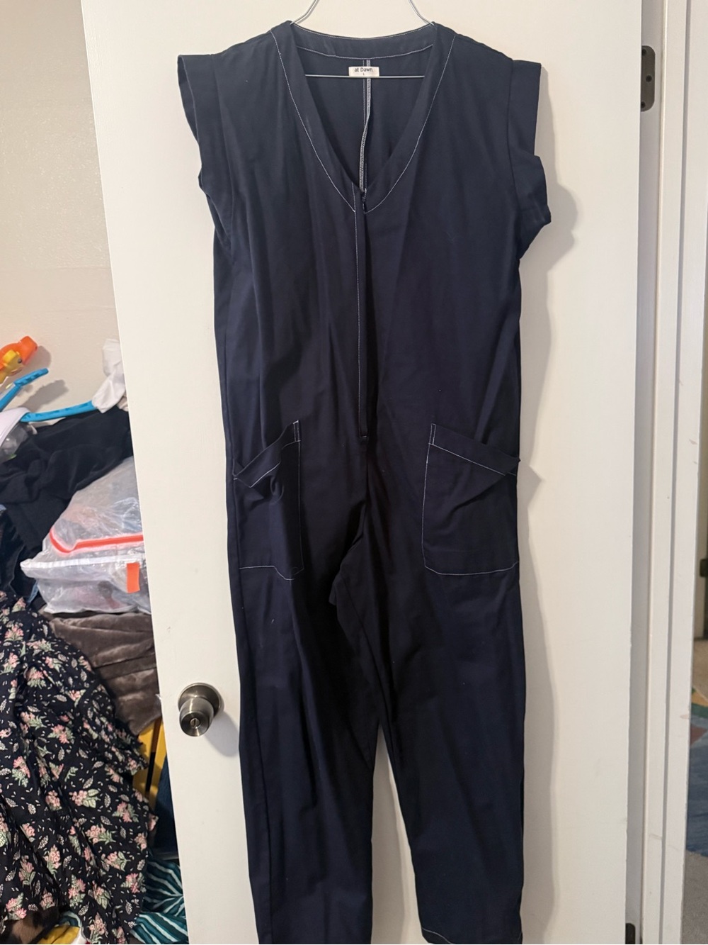 At dawn black  Sleeveless Jumpsuit with Front Pockets